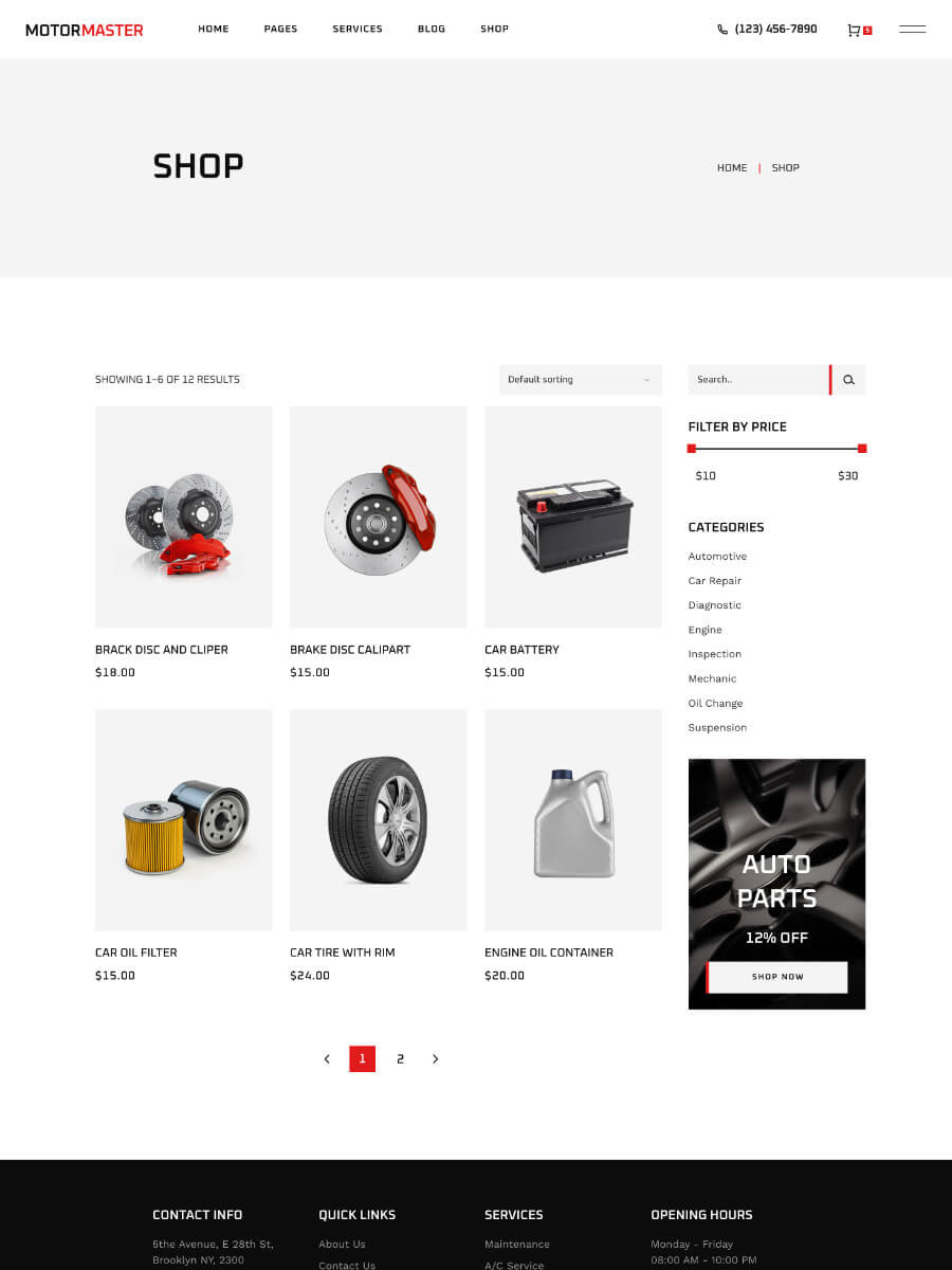 Motormaster Shop Page Screenshot